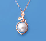 Rose Gold Plated Silver Pendant with 12-12.5mm Button Shape Freshwater Pearl - Wing Wo Hing Jewelry Group - Pearl Jewelry Manufacturer