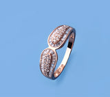 Rose Gold Plated Silver Ring with Cubic Zirconia - Wing Wo Hing Jewelry Group - Pearl Jewelry Manufacturer