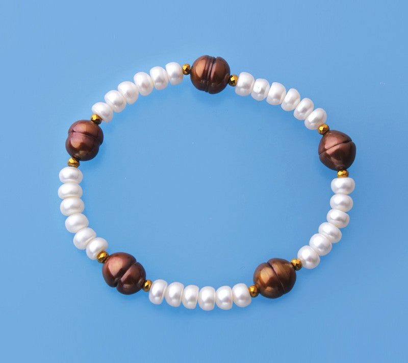Button and Ringed Shape Freshwater Pearl Bracelet with Hematite - Wing Wo Hing Jewelry Group - Pearl Jewelry Manufacturer