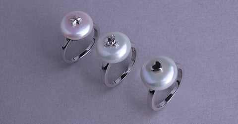 Sterling Silver Ring with 13-14mm Coin Shape Freshwater Pearl