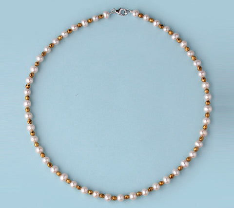 6-6.5mm Potato Shape Freshwater Pearl Necklace with Hematite