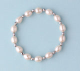7.5-8mm Oval Shape Freshwater Pearl Bracelet with Hematite - Wing Wo Hing Jewelry Group - Pearl Jewelry Manufacturer