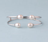 Sterling Silver Bangle with 8.5-9mm Drop Shape Freshwater Pearl - Wing Wo Hing Jewelry Group - Pearl Jewelry Manufacturer