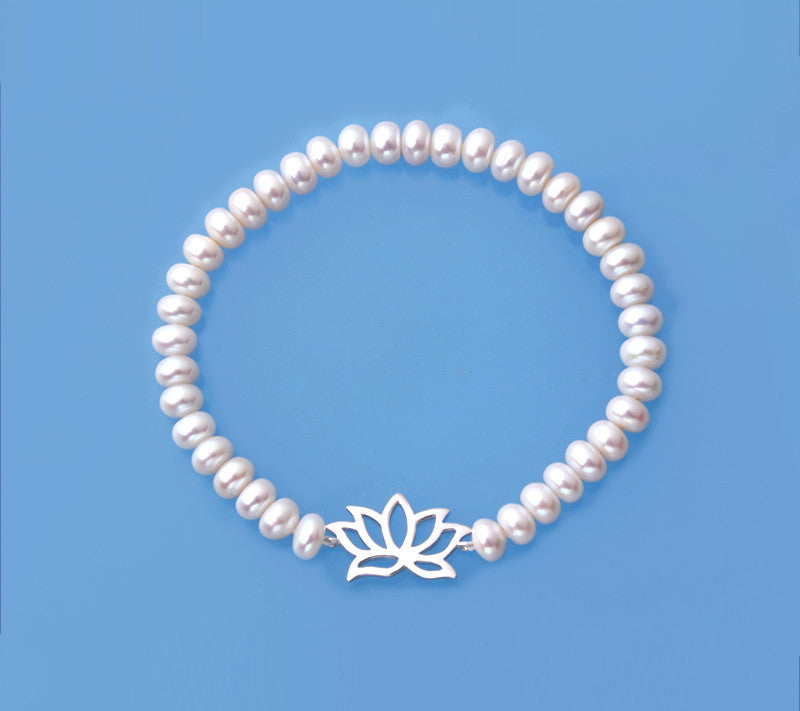 Sterling Silver Bracelet with 6-6.5mm Half-Drilled Freshwater Pearl - Wing Wo Hing Jewelry Group - Pearl Jewelry Manufacturer
