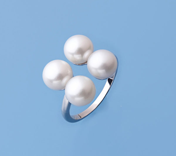Sterling Silver Ring with 7-7.5mm Button Shape Freshwater Pearl - Wing Wo Hing Jewelry Group - Pearl Jewelry Manufacturer