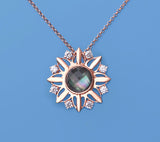 Rose Gold Plated Silver Pendant with Mother of Pearl and Cubic Zirconia - Wing Wo Hing Jewelry Group - Pearl Jewelry Manufacturer