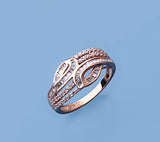 Rose Gold Plated Silver Ring with Cubic Zirconia - Wing Wo Hing Jewelry Group - Pearl Jewelry Manufacturer