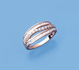 Rose Gold Plated Silver Ring with Cubic Zirconia - Wing Wo Hing Jewelry Group - Pearl Jewelry Manufacturer