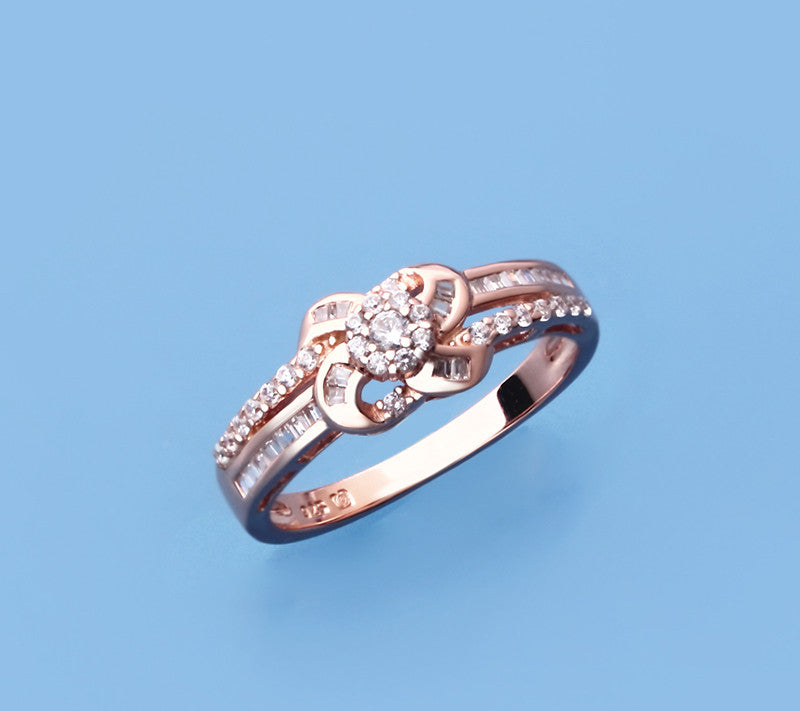 Rose Gold Plated Silver Ring with Cubic Zirconia - Wing Wo Hing Jewelry Group - Pearl Jewelry Manufacturer