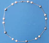 Sterling Silver Necklace with 6.5-7mm Potato Shape Freshwater Pearl and Hematite - Wing Wo Hing Jewelry Group - Pearl Jewelry Manufacturer
