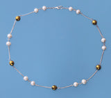 Sterling Silver Necklace with 6.5-7mm Potato Shape Freshwater Pearl and Hematite - Wing Wo Hing Jewelry Group - Pearl Jewelry Manufacturer