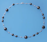 Sterling Silver Necklace with 11-11.5mm Round Shape Freshwater Pearl and Hematite - Wing Wo Hing Jewelry Group - Pearl Jewelry Manufacturer
