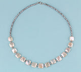 Sterling Silver Necklace with Straight Square Freshwater Pearl and Hematite - Wing Wo Hing Jewelry Group - Pearl Jewelry Manufacturer