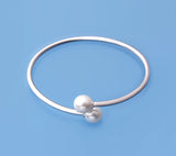 Sterling Silver Bangle with 9.5-10mm Oval Shape Freshwater Pearl - Wing Wo Hing Jewelry Group - Pearl Jewelry Manufacturer
