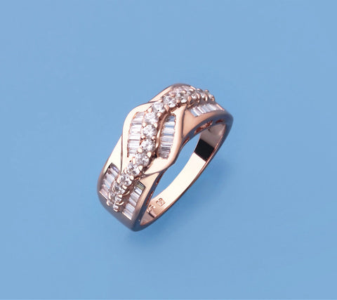 Rose Gold Plated Silver Ring with Cubic Zirconia