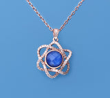Rose Gold Plated Silver Pendant with Cubic Zirconia and Lapis Lazuli - Wing Wo Hing Jewelry Group - Pearl Jewelry Manufacturer