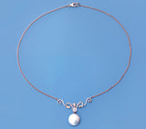 Rose Gold Plated Silver Pendant with 13.5-14mm Coin Shape Freshwater Pearl and Cubic Zirconia - Wing Wo Hing Jewelry Group - Pearl Jewelry Manufacturer