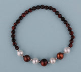 6.5-8mm Potato Shape Freshwater Pearl Bracelet with Hematite and Tiger Eye - Wing Wo Hing Jewelry Group - Pearl Jewelry Manufacturer