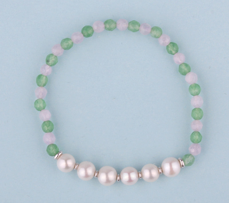 6.5-7mm Potato Shape Freshwater Pearl Bracelet with Amethyst and Aventurine - Wing Wo Hing Jewelry Group - Pearl Jewelry Manufacturer
