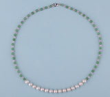 Sterling Silver Necklace with 6.5-7mm Potato Shape Freshwater Pearl, Amethyst and Aventurine - Wing Wo Hing Jewelry Group - Pearl Jewelry Manufacturer