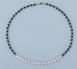 Sterling Silver Necklace with 6.5-7mm Potato Shape Freshwater Pearl, Aventurine and Green Sandstone - Wing Wo Hing Jewelry Group - Pearl Jewelry Manufacturer
