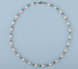 Sterling Silver Necklace with 6.5-7mm Potato Shape Freshwater Pearl, Aventurine and Amethyst - Wing Wo Hing Jewelry Group - Pearl Jewelry Manufacturer