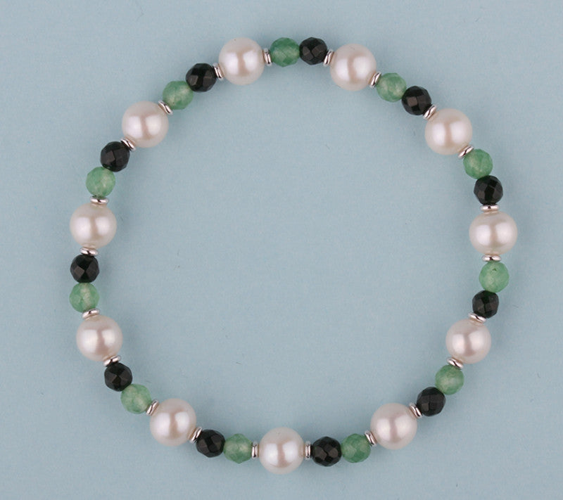 6.5-7mm Potato Shape Freshwater Pearl with Aventurine and Green Sandstone - Wing Wo Hing Jewelry Group - Pearl Jewelry Manufacturer