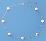 Sterling Silver Necklace with 11-12mm Coin Shape Freshwater Pearl - Wing Wo Hing Jewelry Group - Pearl Jewelry Manufacturer