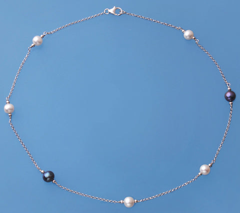 Sterling Silver Necklace with Potato Shape Freshwater Pearl