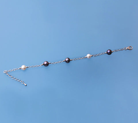 Sterling Silver Bracelet with Potato Shape Freshwater Pearl