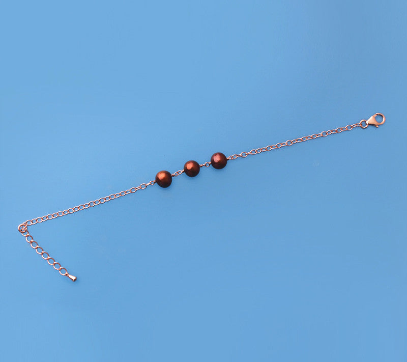 Rose Gold Plated Silver Bracelet with 7-8mm Potato Shape Freshwater Pearl - Wing Wo Hing Jewelry Group - Pearl Jewelry Manufacturer