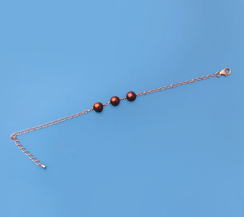 Rose Gold Plated Silver Bracelet with 7-8mm Potato Shape Freshwater Pearl