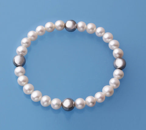 6.5-7mm Centre-Drilled Freshwater Pearl Bracelet with Hematite