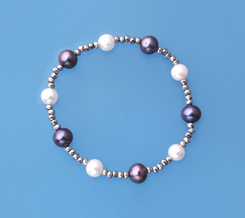 Potato Shape Freshwater Pearl Bracelet with Hematite