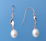 Rose Gold Plated Silver Earrings with 7-7.5mm Drop Shape Freshwater Pearl - Wing Wo Hing Jewelry Group - Pearl Jewelry Manufacturer