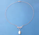 Rose Gold Plated Silver Pendant with 11-12mm Baroque Shape Freshwater Pearl and Cubic Zirconia - Wing Wo Hing Jewelry Group - Pearl Jewelry Manufacturer