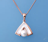 Rose Gold Plated Silver Pendant with 5.5-6mm Button Shape Freshwater Pearl and Mother of Pearl - Wing Wo Hing Jewelry Group - Pearl Jewelry Manufacturer