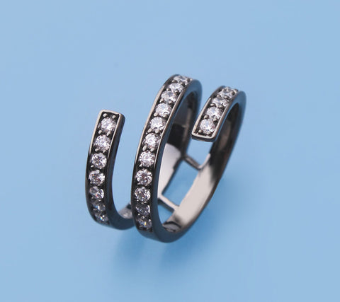 Black Rhodium Plated Silver with Cubic Zirconia Ring
