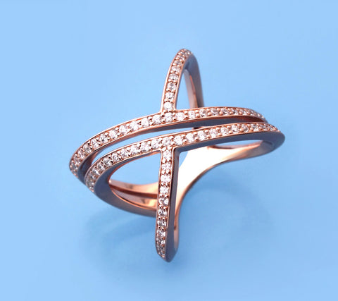 Rose Gold Plated Silver Ring with Cubic Zirconia