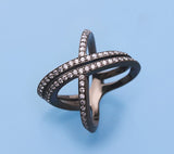 Rose Gold Plated Silver Ring with Cubic Zirconia - Wing Wo Hing Jewelry Group - Pearl Jewelry Manufacturer - 2