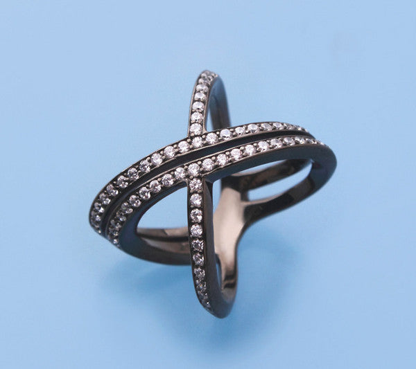 Rose Gold Plated Silver Ring with Cubic Zirconia - Wing Wo Hing Jewelry Group - Pearl Jewelry Manufacturer - 2