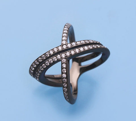 Rose Gold Plated Silver Ring with Cubic Zirconia