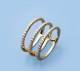 Gold Plated Silver Ring with Cubic Zirconia - Wing Wo Hing Jewelry Group - Pearl Jewelry Manufacturer - 1