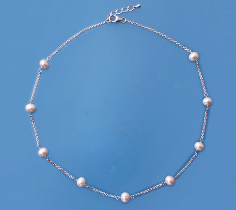 Sterling Silver Necklace with 6-6.5mm Potato Shape Freshwater Pearl