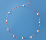 Rose Gold Plated Silver Necklace with 6-6.5mm Potato Shape Freshwater Pearl - Wing Wo Hing Jewelry Group - Pearl Jewelry Manufacturer
