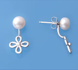 Sterling Silver Earrings with 7-7.5mm Button Shape Freshwater Pearl - Wing Wo Hing Jewelry Group - Pearl Jewelry Manufacturer