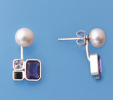 Sterling Silver Earrings with 7-7.5mm Button Shape Freshwater Pearl - Wing Wo Hing Jewelry Group - Pearl Jewelry Manufacturer - 2