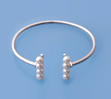 Sterling Silver Bangle with 5.5-6mm Round Shape Freshwater Pearl - Wing Wo Hing Jewelry Group - Pearl Jewelry Manufacturer