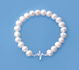Sterling Silver Bracelet with 7-8mm Ringed Shape Freshwater Pearl - Wing Wo Hing Jewelry Group - Pearl Jewelry Manufacturer