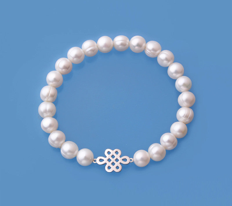 Sterling Silver Bracelet with 7-8mm Ringed Shape Freshwater Pearl - Wing Wo Hing Jewelry Group - Pearl Jewelry Manufacturer